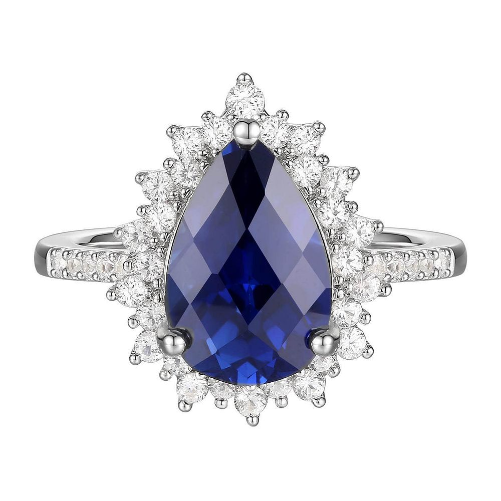 MASTERPIECE Sterling Silver Lab-Created Sapphire, Lab-Created White ...