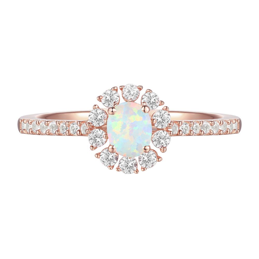 MASTERPIECE 14k Rose Gold Over Silver Lab-Created Opal, Lab-Created ...