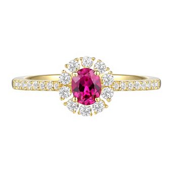 MASTERPIECE 14k Gold Over Silver Lab-Created Ruby, Lab-Created White Sapphire Solitaire Ring