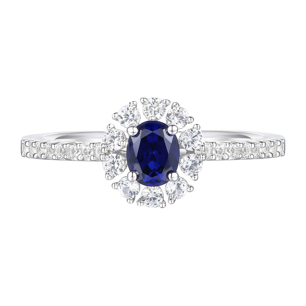 MASTERPIECE Sterling Silver Lab-Created Sapphire, Lab-Created White ...