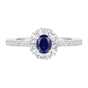 MASTERPIECE Sterling Silver Lab-Created Sapphire, Lab-Created White Sapphire Solitaire Ring
