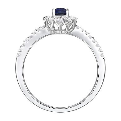 Sterling Silver Lab-Created SAPH, Lab-Created White Sapphire Solitaire Ring