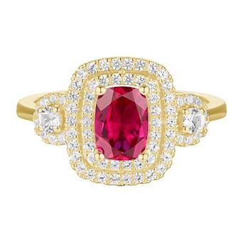 MASTERPIECE 14k Gold Over Silver Lab-Created Ruby, Lab-Created White Sapphire Solitaire Ring