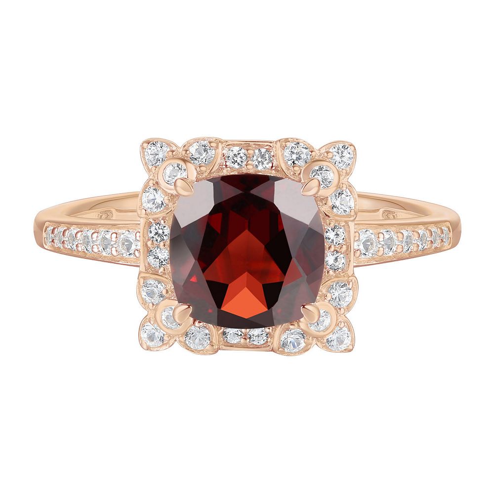 MASTERPIECE 14k Rose Gold Over Silver Garnet, Lab-Created White ...