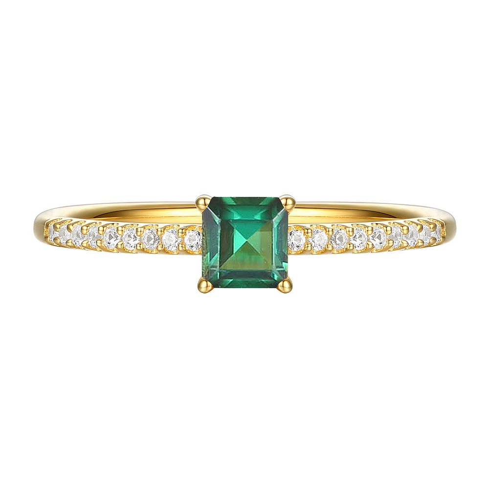 MASTERPIECE 14k Gold Over Silver Lab-Created Emerald, Lab-Created White ...