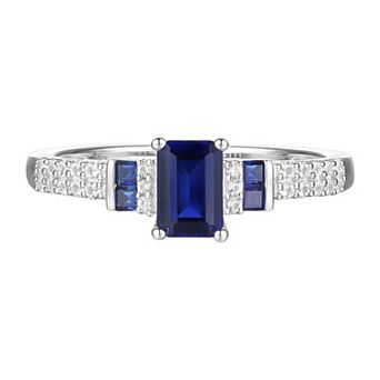 MASTERPIECE Sterling Silver Lab-Created Sapphire, Lab-Created White Sapphire Ring