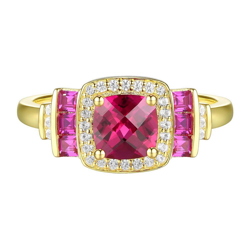 MASTERPIECE 14k Gold Over Silver Lab-Created Ruby, Lab-Created White ...
