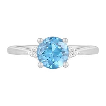 Sterling Silver Blue Topaz Solitaire Ring