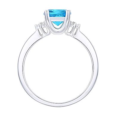 MASTERPIECE Sterling Silver Blue Topaz Solitaire Ring