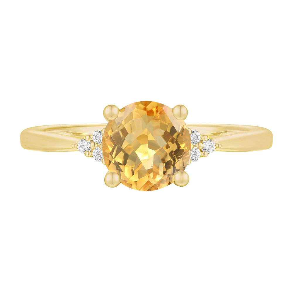 MASTERPIECE 14k Gold Over Silver Citrine, Lab-Created White Sapphire ...