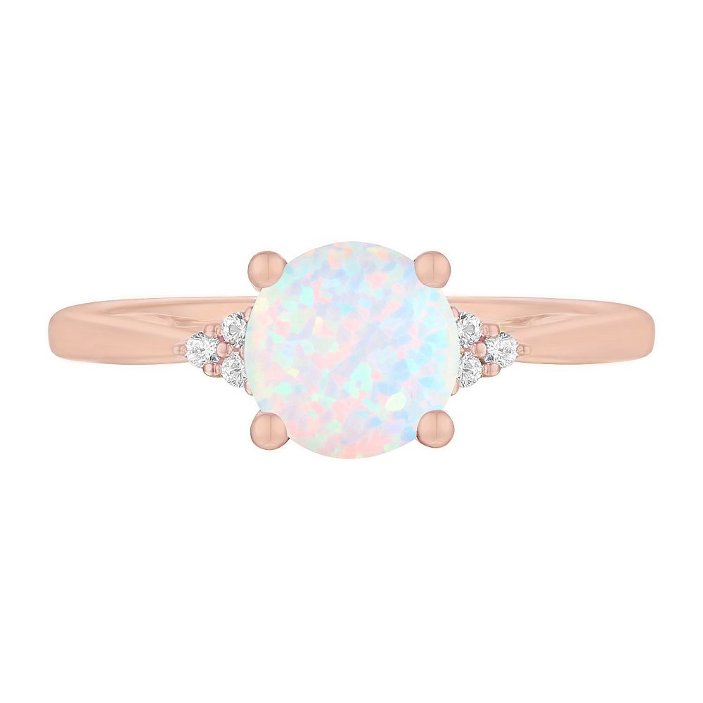 MASTERPIECE 14k Rose Gold Over Silver Lab-Created Opal, Lab-Created ...