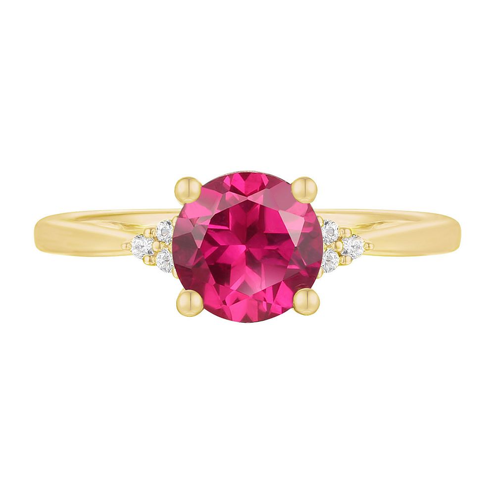 MASTERPIECE 14k Gold Over Silver Lab-Created Ruby, Lab-Created White ...