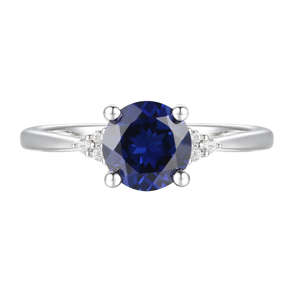 MASTERPIECE Sterling Silver Lab-Created Sapphire, Lab-Created White ...