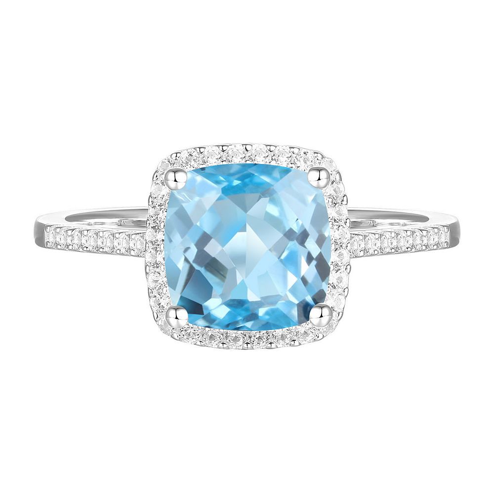 MASTERPIECE Sterling Silver Blue Topaz, Lab-Created White Sapphire ...