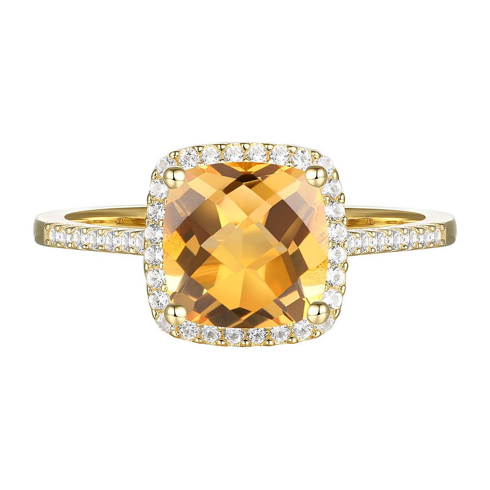 MASTERPIECE 14k Gold Over Silver Citrine, Lab-Created White Sapphire ...