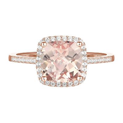 14k Rose Gold Over Silver Lab-Created Morganite, Lab-Created