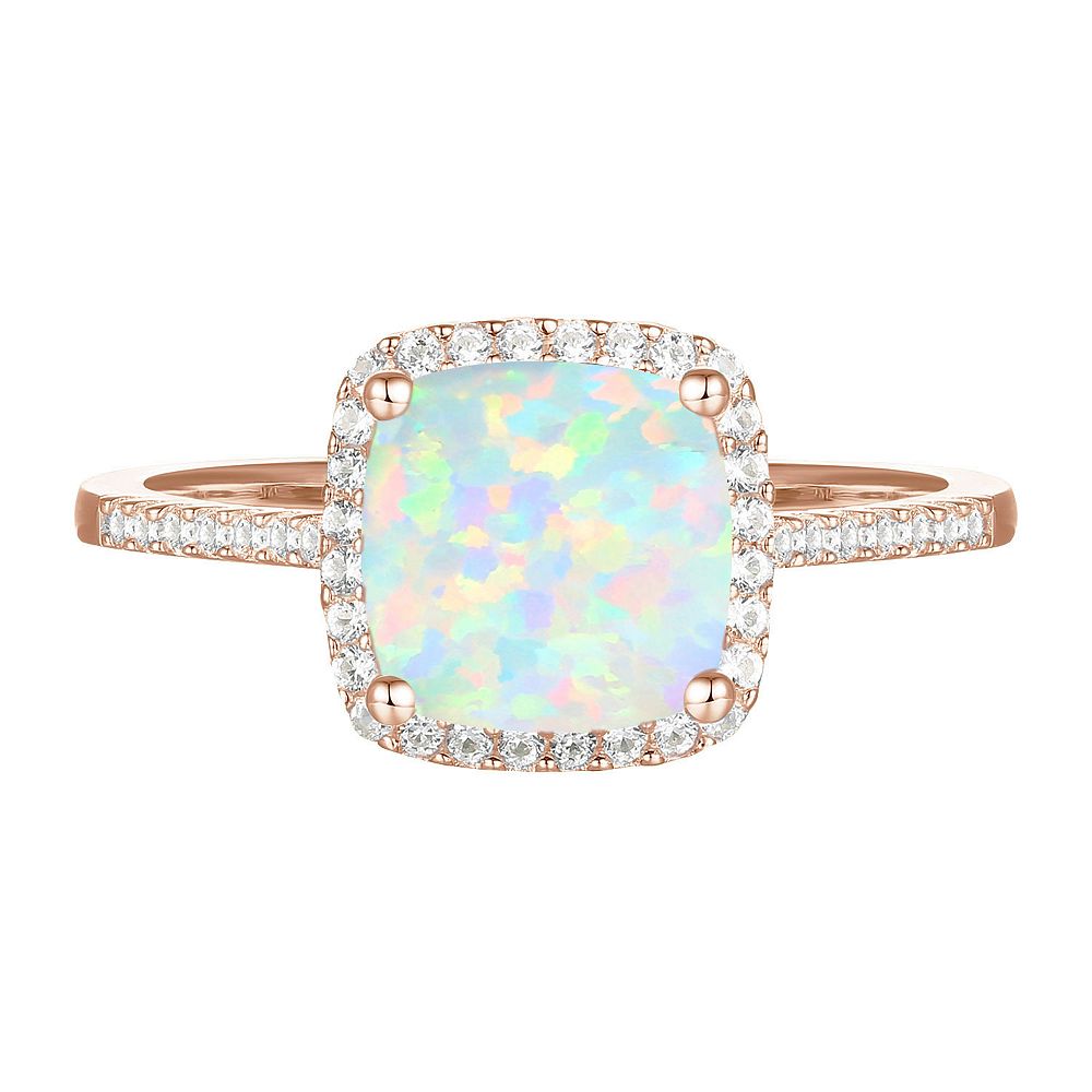 MASTERPIECE 14k Rose Gold Over Silver Lab-Created Opal, Lab-Created ...