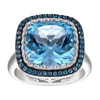 Tiara Sterling Silver London & Sky Blue Topaz Filigree Ring