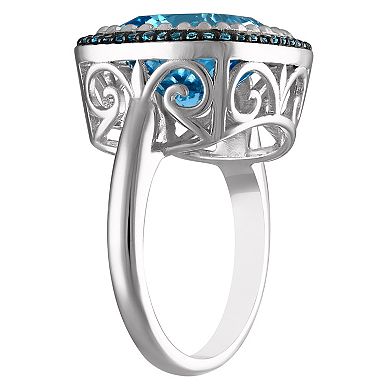 Tiara Sterling Silver London & Sky Blue Topaz Filigree Ring