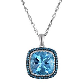 Tiara Sterling Silver London & Sky Blue Topaz Pendant Necklace