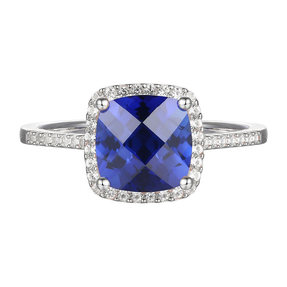 MASTERPIECE Sterling Silver Lab-Created Sapphire, Lab-Created White ...