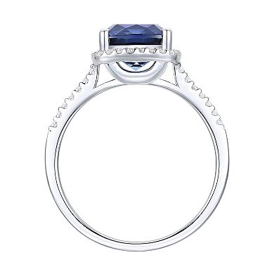 Sterling Silver Lab-Created SAPH, Lab-Created White Sapphire Solitaire Ring