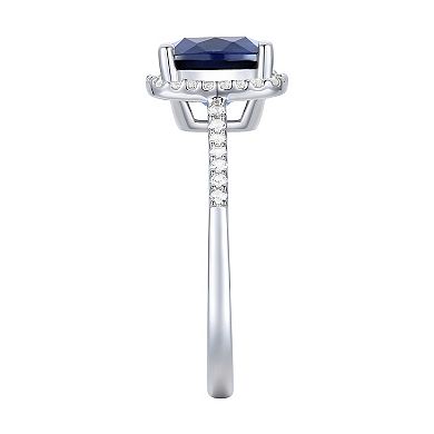 Sterling Silver Lab-Created SAPH, Lab-Created White Sapphire Solitaire Ring