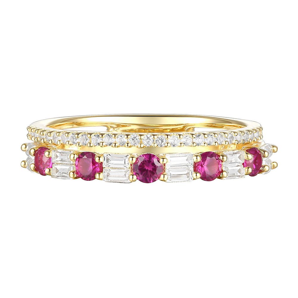 MASTERPIECE 14k Gold Over Silver Lab-Created Ruby, Lab-Created White ...