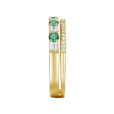 14k Gold Over Silver Lab-Created Emerald, Lab-Created White Sapphire Ring