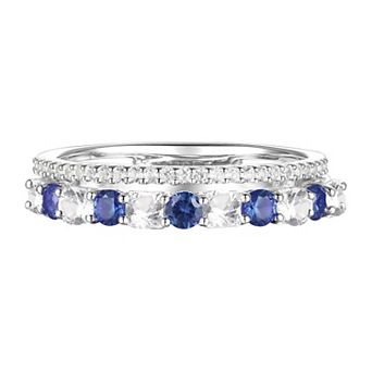 Sterling Silver Lab-Created Sapphire, Lab-Created White Sapphire Ring
