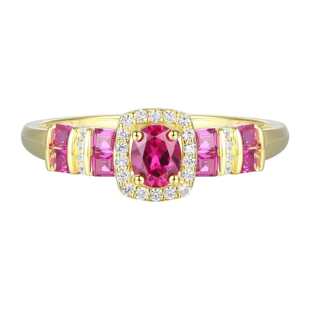 MASTERPIECE 14k Gold Over Silver Lab-Created Ruby, Lab-Created White ...