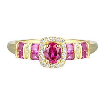MASTERPIECE 14k Gold Over Silver Lab-Created Ruby, Lab-Created White Sapphire Solitaire Ring