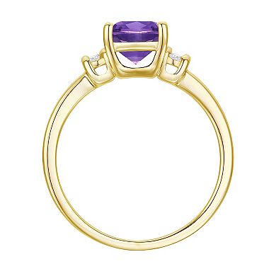 MASTERPIECE 14k Gold Over Silver Cushion Amethyst & Lab-Created White Sapphire Ring