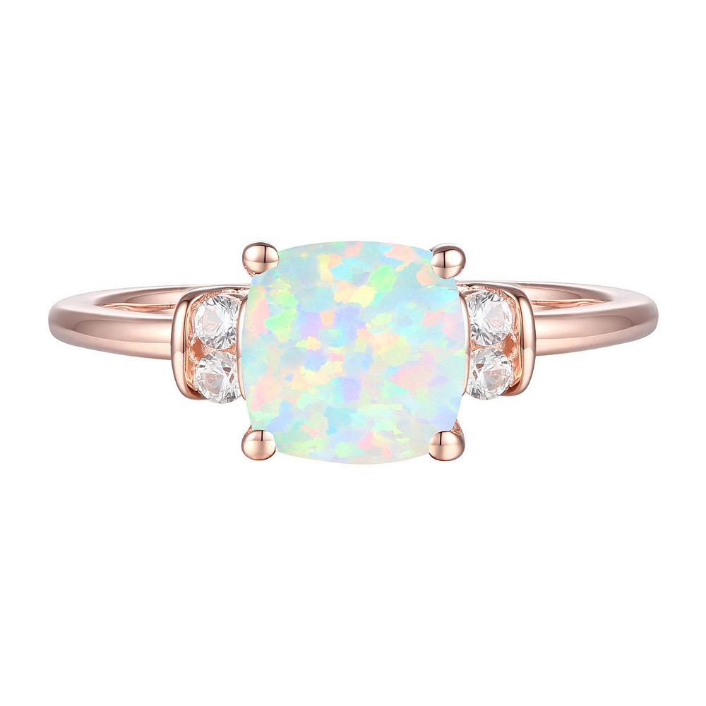 MASTERPIECE 14k Rose Gold Over Silver Lab-Created Opal, Lab-Created ...
