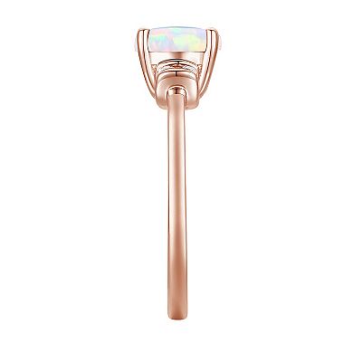 14k Rose Gold Over Silver Lab-Created Opal, Lab-Created White Sapphire Solitaire Ring