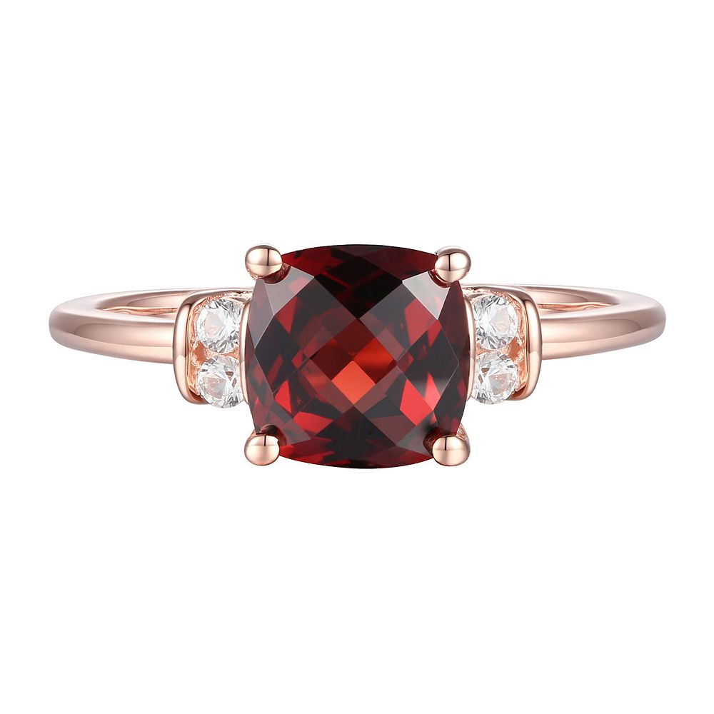 MASTERPIECE 14k Rose Gold Over Silver Garnet, Lab-Created White ...