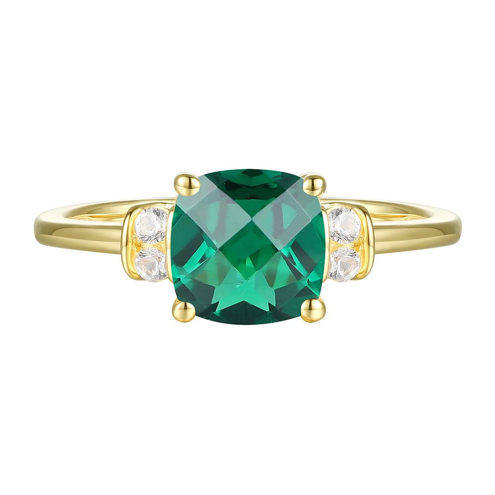 MASTERPIECE 14k Gold Over Silver Lab-Created Emerald, Lab-Created White ...