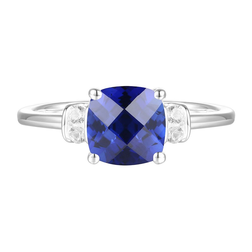 MASTERPIECE Sterling Silver Lab-Created Sapphire, Lab-Created White ...
