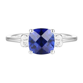 MASTERPIECE Sterling Silver Lab-Created Sapphire, Lab-Created White Sapphire Solitaire Ring