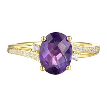 MASTERPIECE 14k Gold Over Silver Oval Amethyst & Lab-Created White Sapphire Ring