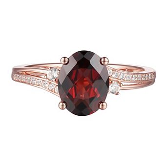MASTERPIECE 14k Rose Gold Over Silver Garnet & Lab-Created White Sapphire Ring
