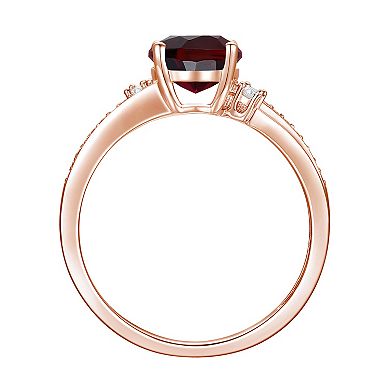 MASTERPIECE 14k Rose Gold Over Silver Garnet & Lab-Created White Sapphire Ring