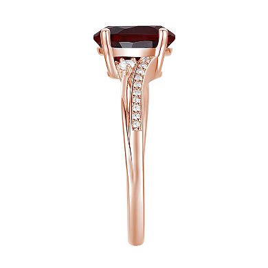 MASTERPIECE 14k Rose Gold Over Silver Garnet & Lab-Created White Sapphire Ring