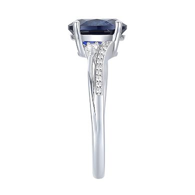 Sterling Silver Lab-Created Blue & White Sapphire Ring