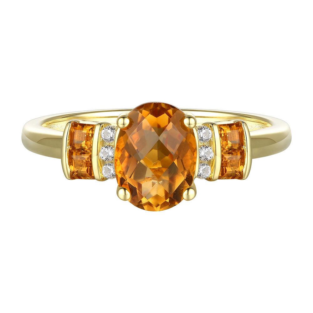 MASTERPIECE 14k Gold Over Silver Citrine & Lab-Created White Sapphire 3 ...