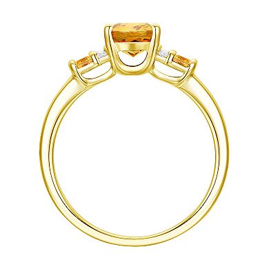MASTERPIECE 14k Gold Over Silver Citrine & Lab-Created White Sapphire 3-Stone Ring