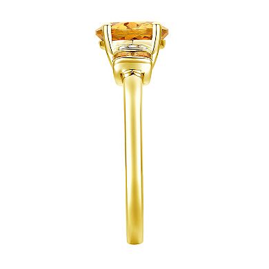 MASTERPIECE 14k Gold Over Silver Citrine & Lab-Created White Sapphire 3-Stone Ring