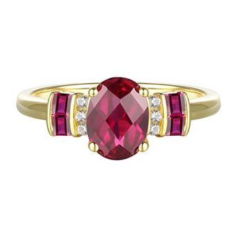 14k Gold Over Silver Lab-Created Ruby & Lab-Created White Sapphire Ring