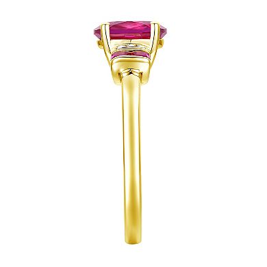 14k Gold Over Silver Lab-Created Ruby & Lab-Created White Sapphire Ring