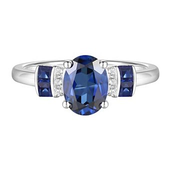 Sterling Silver Lab-Created Blue & White Sapphire Ring
